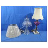 Cranberry Coin Dot Lamp, Glass Lamp