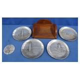 4 Wendell August Forge Coasters, 1 Ornament