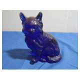 Cobalt Blue Glass Cat 5.25"H