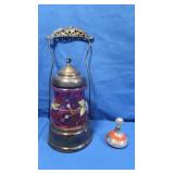 Antique Pickle Caster, handpainte Cranberry Glass,