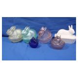 Hen on Nest Rabbit on Nest Glass Pieces