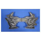 Antique Hinged Metal Chocolate Mold-Witch on