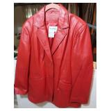 Pamela McCoy Genuine Leather Red Jacket-sz Lg