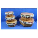 5 Longaberger Lidded Baskets (very good cond)