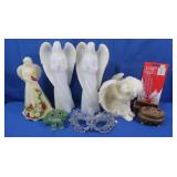 Carved Wax Angels, Blown Glass Frog & more