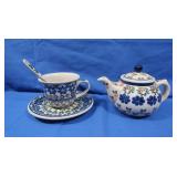 Unikat Handpainted Polish Pottery-Tea Set