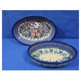 Unikat Handmade Polish Pottery-2 Oval Casseroles