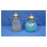 EAPG Opalescent Coin Spot Syrup Glass, Aqua Syrup