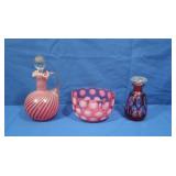 Fenton Spriral Optic Cruet, Bohemian Cut Crystal