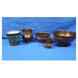 Antique Copper Luster Bowls, Pitchers