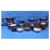 Antique Copper Luster Pitchers, Cups