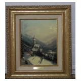 Thomas Kinkade Framed Moonlit Village w/CAO Ed