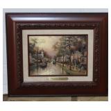 Thomas Kinkade Framed Hometown Morning Accent