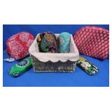 New Vera Bradley-3 Glass Cases, Zip Cosmetic