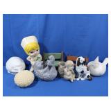 Ceramic Nurse 11", Lighted Dove, Hedgehog, Shell