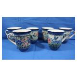 6 Unikat Handpainted Polish Pottery Mugs-Designer