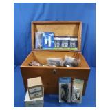 Light Bulbs in Wooden Carved Box w/Rabbit Lid