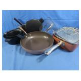 2 Pampered Chef Micro Steamers, Copper Chef Pan,