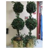 2 Faux Ivy Topiary Decor 51"H