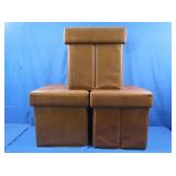3 Faux Leather Storage Ottomans 15x15x15"