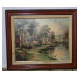 Thomas Kinkade Framed Hometown Lake w/COA-year
