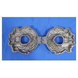 Antique Hinged Metal Chocolate Mold-Christmas