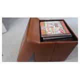 Leather Ottoman 15Hx15" sq w/Asst Cookbooks