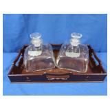 Steiff Pewter Bourbon & Gin Decanters w/Tray