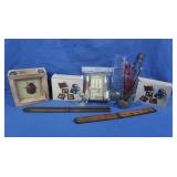 Ladybug Coasters, Antique Boot Lace Pulls,