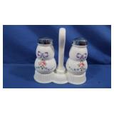 Westmoreland Handpainted Milk Glass S&P w/Stand