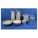 Salem Stoneware Pitcher, 2 Santa Holiday Wine