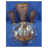 Vintage Jeannette Iris & Herringbone Marigold