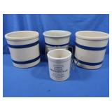 Tan & Blue Crock Canisters