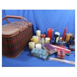 Picnic Basket w/Lg Lot Candles