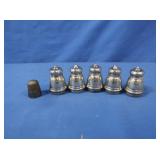 5 Sterling Mini Salt Shakers, Thimble