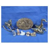 Wade Figurines, Brass Geese, Brass Plaque