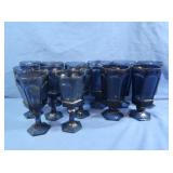 1980s Fostoria Claret Dark Blue Water Goblets