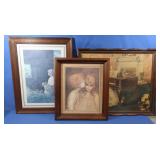3 Framed Prints-2 signed 17x20" to 26.5x23"