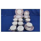 Crown Staffordshire Bone China-8 Cups, Saucers,