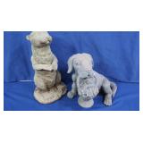 Otter 14"tall & Dog Garden Statues (dog damaged)