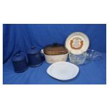 2 Pyrex Bowls, 10x10x4" Deep Baking Dish, Royal