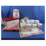 Enamelware Canisters, Shelf, Mailbox Bread Box &