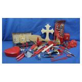 Rosette Irons, Vintage Red Plasticware & more