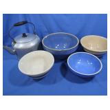 Vintage Mixing Bowls, Aluminum Kettle