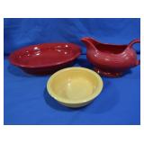 Vintage Fiesta Gravy Boat & Bowl, Yellow Fiesta