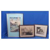 Vintage Signed Framed Print 12x12.5", Framed