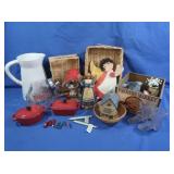 Baskets, Cracker Barrel Pitcher & more