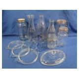 Milk Bottles, Pyrex Lids & more