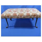 Vintage Foot Rest-Metal Wood Fabric