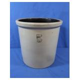 Antique Crock w/Blue 5 13Hx12"W